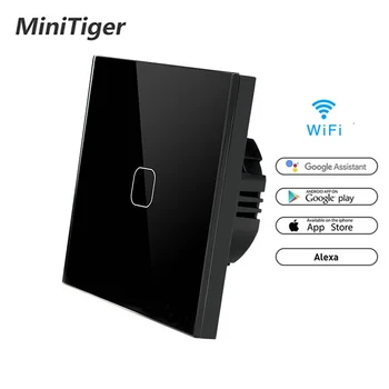 

Minitiger WIFI Smart Touch Switch APP Wireless Remote Light Wall Switch Crystal Glass Panel Works With Alexa / Google Home