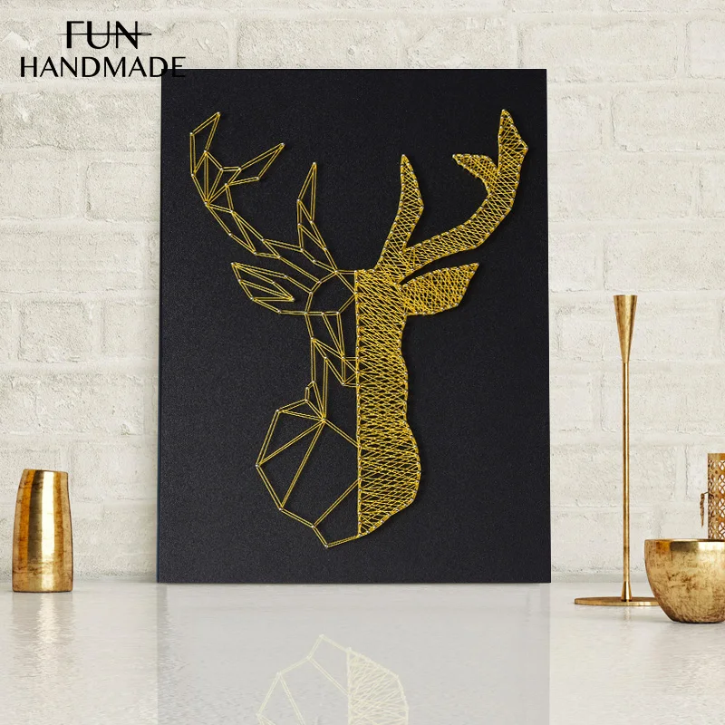 Diy Deer Yarn Painting Nail String Art Kit With Frame Winding Drawing  Painting Handcraft Fashion Wall Decor Gift - Painting & Calligraphy -  Aliexpress