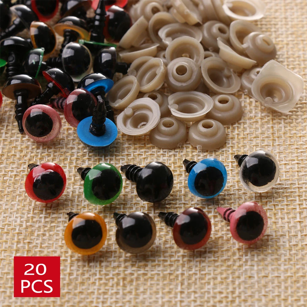 20pcs 8/10/12/14mm Mix Color Plastic Safety Eyes Crafts Animal