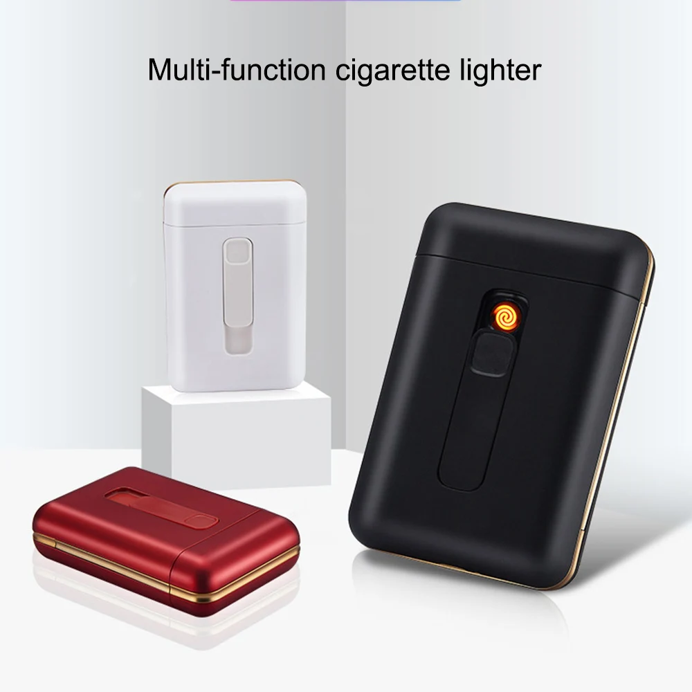 Портативный USB чехол для электронной сигареты с двойной дуговой зажигалкой 20 шт держатель для сигарет usb зарядка Зажигалка гаджеты для мужчин