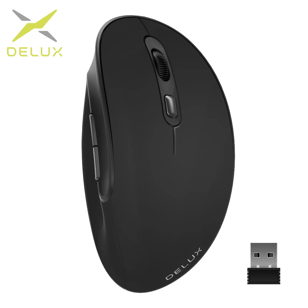 Цена Delux M618SE 2,4G беспроводная мышь 6 кнопок 1600 dpi эргономичная Вертикальная оптическая офисная компьютерная мышь Беспроводная для ПК ноутбука