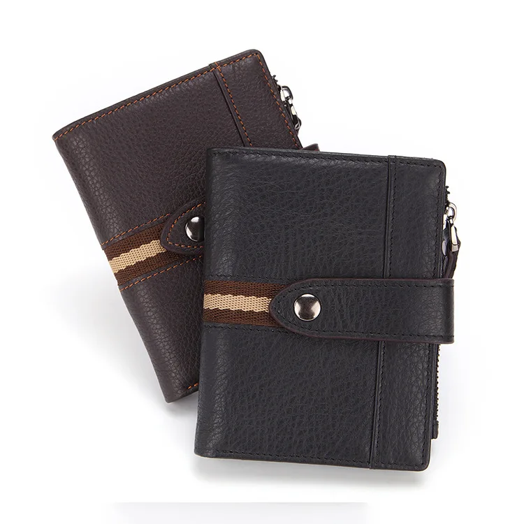 

Leather Wallet Men Short Wallet Multi-functional Zipper Bag Oil Wax Leather Wallet