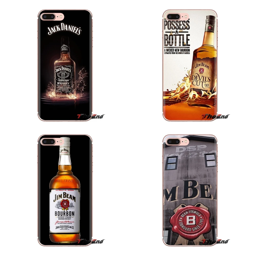 For iPod Touch Apple iPhone 4 4S 5 5S SE 5C 6 6S 7 8 X XR XS Plus MAX Soft Transparent Cases Covers drinking Jim Beam Wine |