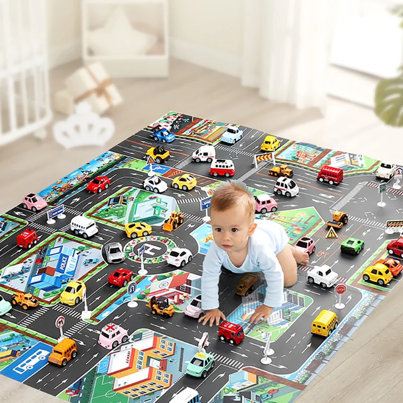 Baby Play Mat Road Map Kids Large City Traffic Toy Car Park Mat Baby Crawling Rug Playmat For