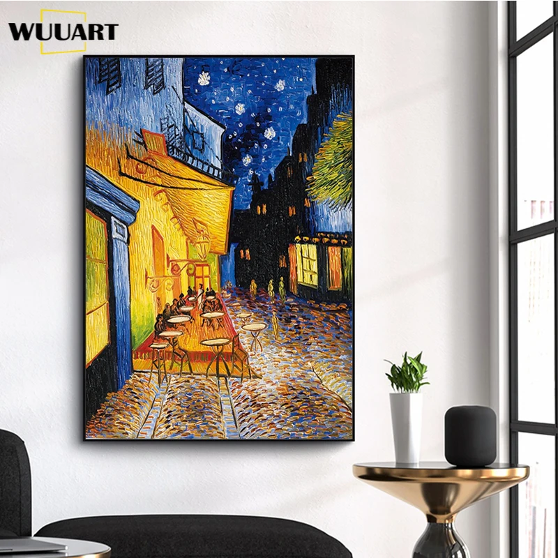 

Handmade Van Gogh Famous Oil Painting on Canvas Cafe Terrace At Night Reproduction Wall Art Pictures for Living Room Decoration