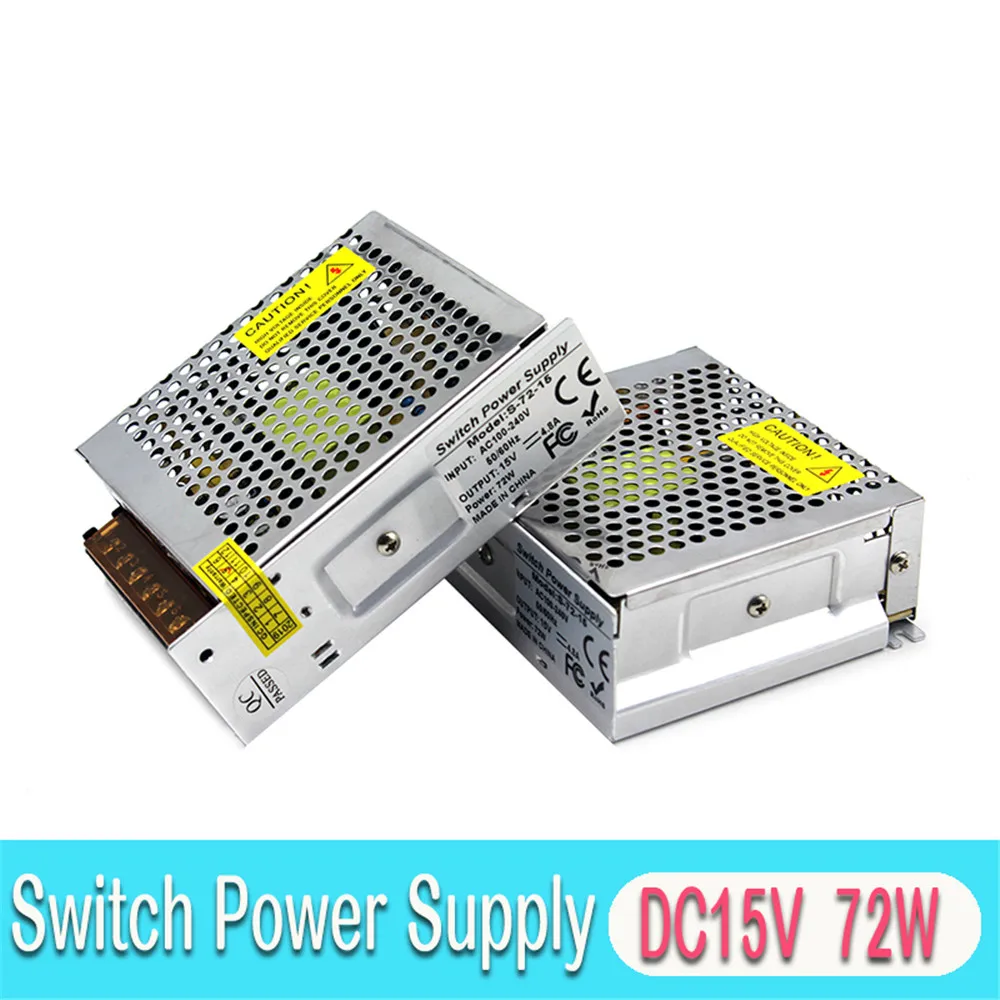 

New 15V 4.8A 72W Switching Power Supply DC15V SMPS For LED Strip Light Display CCTV Advertisement Free shipping