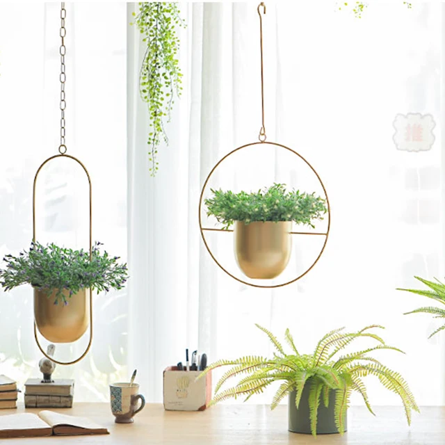10 Type Metal Hanging Flower Pot Nordic Chain Hanging Planter Basket Flower Vase For Home Garden Balcony Decoration 2021 New 5