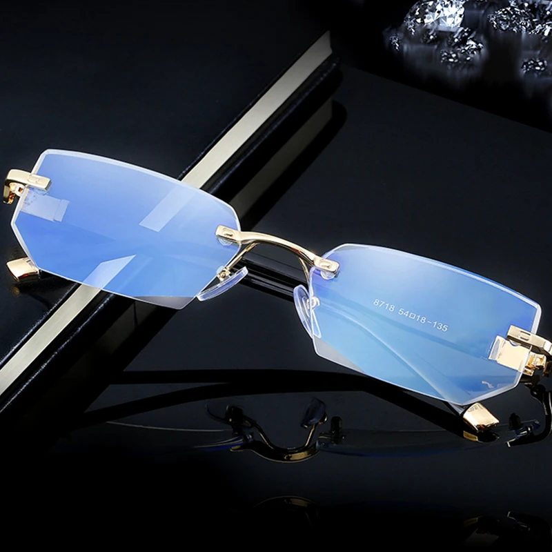 

Очки для чтения без оправы с защитой от сисветильник и алмазной оправой пресбиопические очки для мужчин и женщин мужские 1,5 2,5 3,0 золото/серый