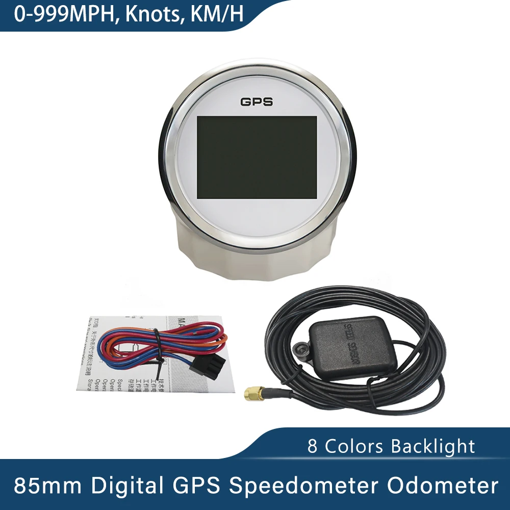 New 52mm/85mm Waterproof Digital GPS Speedometer Odometer For Auto Marine Truck With 8 Colors Backlight 9-32V