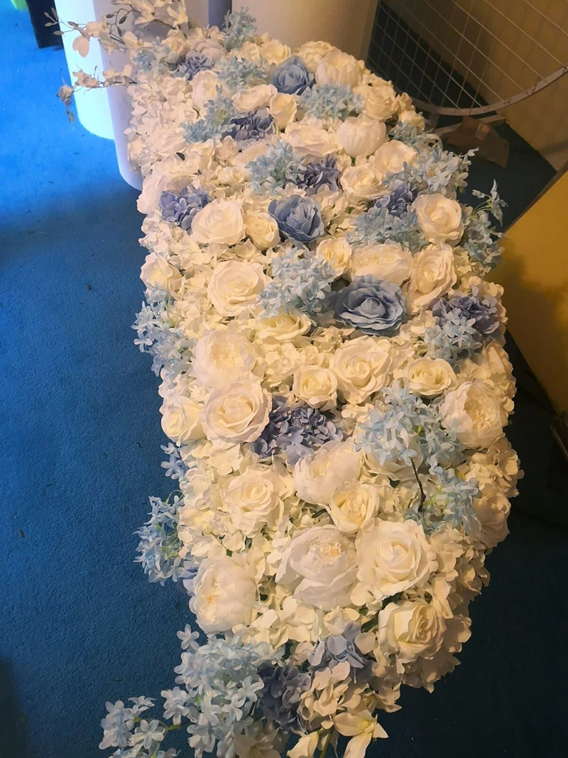 Индивидуальный искусственный цветок бегун Свадебный декор сценический дорожный ведущий фон сетка ряд цветов белое железное кольцо стенд арка цветок - Цвет: only flower