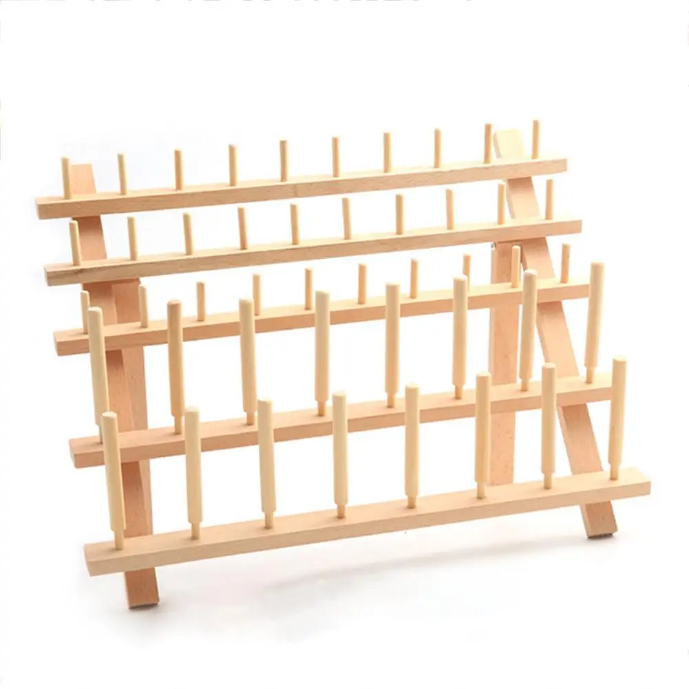 

46-Spool Wooden Thread Rack Sewing Storage Rack DIY Hand-stitched Leather Line Round Wax Line Storage Line Frame