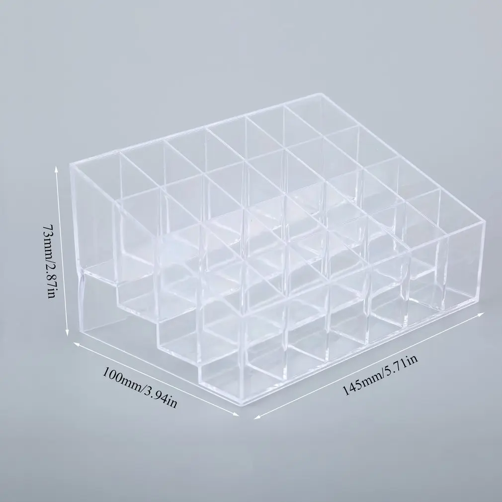 24 Grids Trapezoid Clear Makeup Cosmetic Organizer Storage Lipstick Holder Case Stand Tool Kit Transparent Drop Shipping