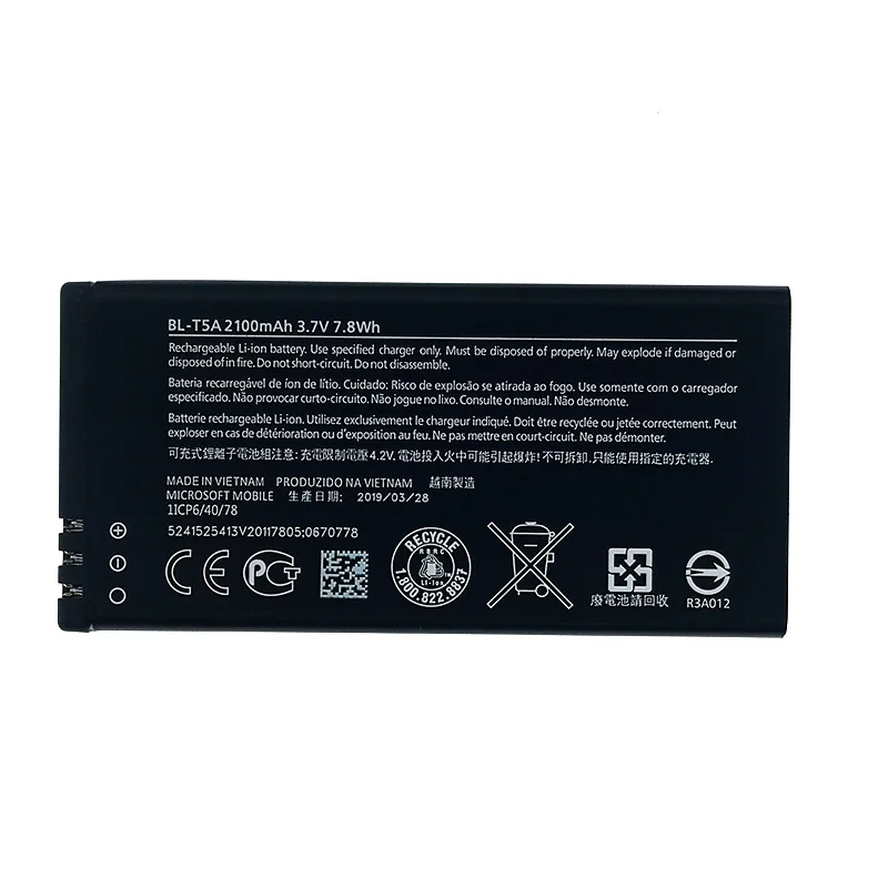 BL-T5A 2100 мА/ч, Батарея для Nokia microsoft Lumia 550 730 735 738 RM1038 RM1040 новая продукция высокого качества Батарея
