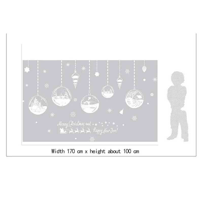 Christmas DIY Window Glass Wall Sticker Merry Christmas DIY Showcase Window Glass Background Xmas New Year Home Wall Stickers