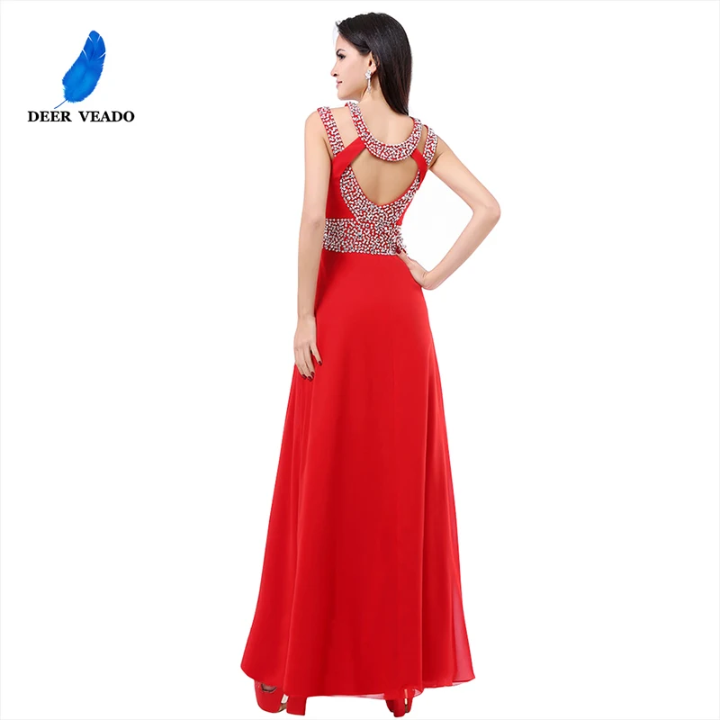 Kaufen DEERVEADO A linie O ansatz Side Split Pailletten Elegante Lange Formale Abendkleid 2019 Party Kleider Vestido De Festa Longo S322