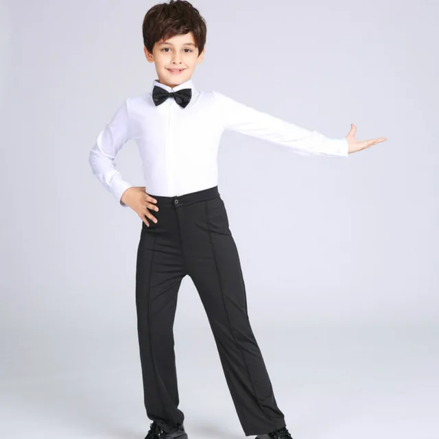 top - pants Новинка года; костюмы для латиноамериканских танцев для мальчиков Детский костюм для латиноамериканских танцев: рубашка+ брюки Одежда для танцев Румба Самба одежда для латиноамериканских танцев - Цвет: top - pants