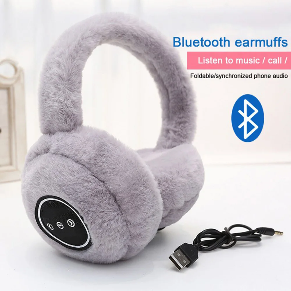 New Keep Warm Wireless Bluetooth Headphones With Microphone Music Stereo Earphone Winter Earmuffs Headset For Women Kids Gift