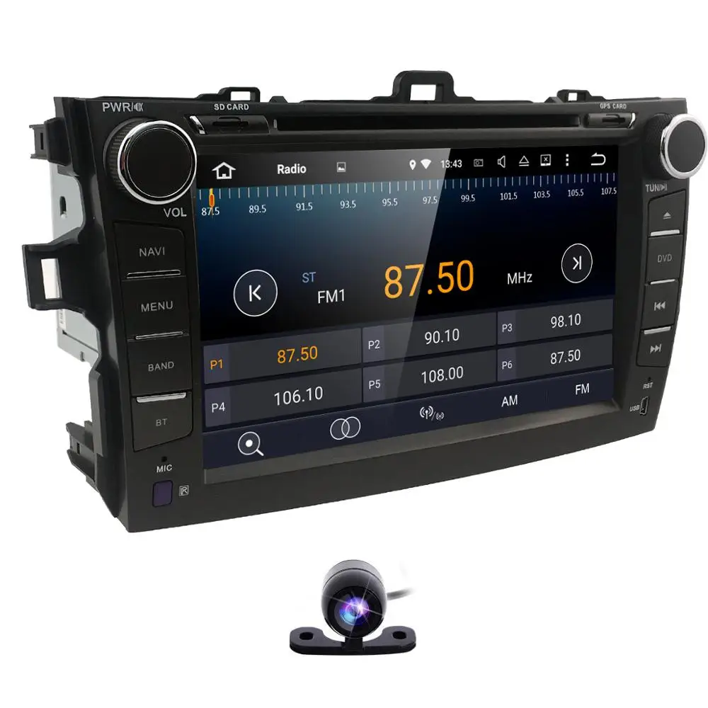 

2Din android 8.1 Car Radio Multimedia Player For Toyota Corolla 2007 2008 2009 2010 2011 2 din DVD GPS Navi rds dtv obd swc dab+