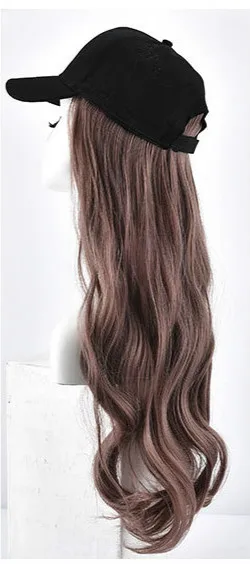 2019NEW Hat-wig-in-one парик женский длинный кудрявый волнистый набор париков парик высокая температура нити - Цвет: B