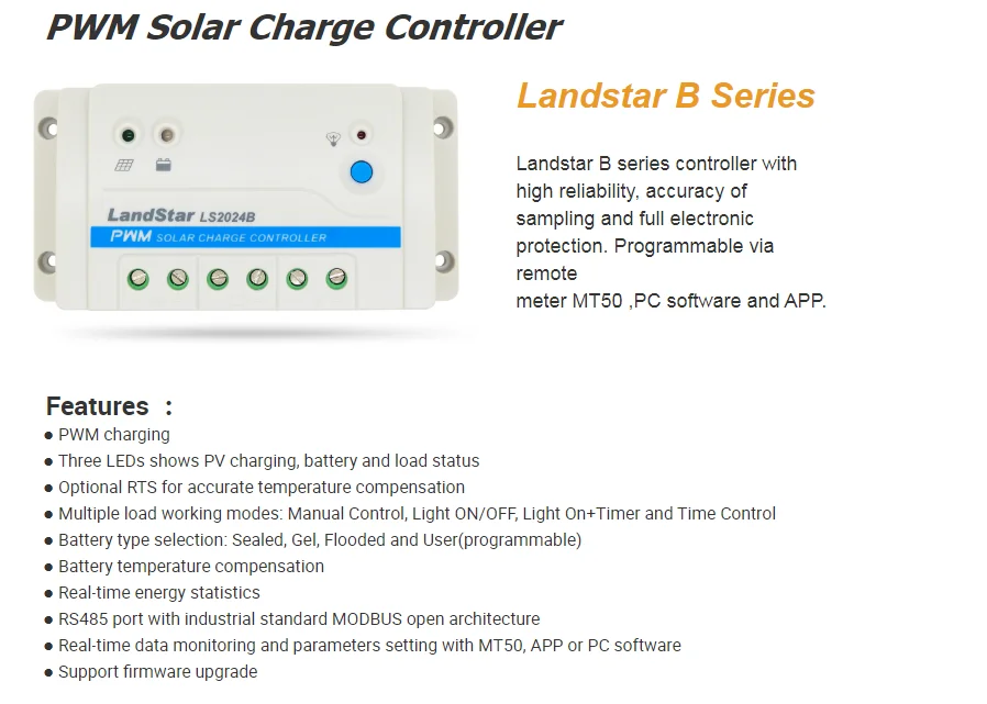 EPsolar LS2024B 12 24 В 20A мини CE Солнечный контроллер заряда для Солнечный уличный светильник ing система с таймером светильник