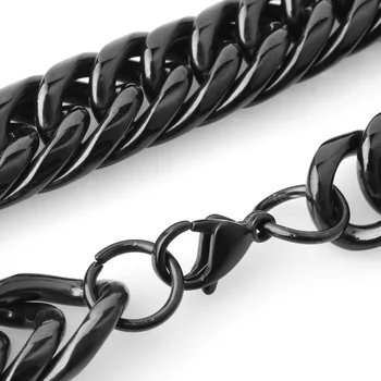 

16MM Trendy Jewelry Stainless Steel Cuban Curb Chain Black Fashion Hip Hop Men Women Necklace Jewelry Or Unisexs Bracelet 7-40"