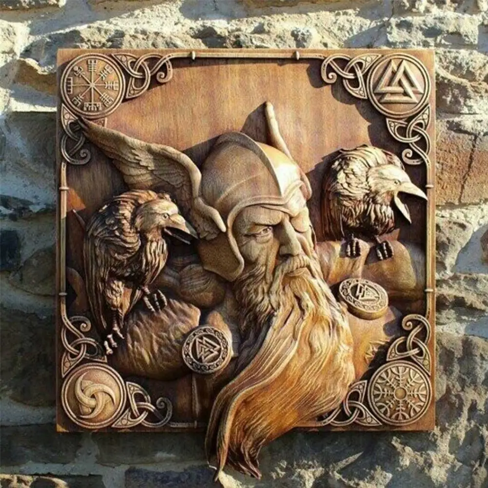 Mythologie Hout Standbeeld Muur Hangende Sculpturen Noorse Thor Heidense  Goden Carving Craft Wall Opknoping Decoratie Thuis Woonkamer - AliExpress, image size:1001x1001