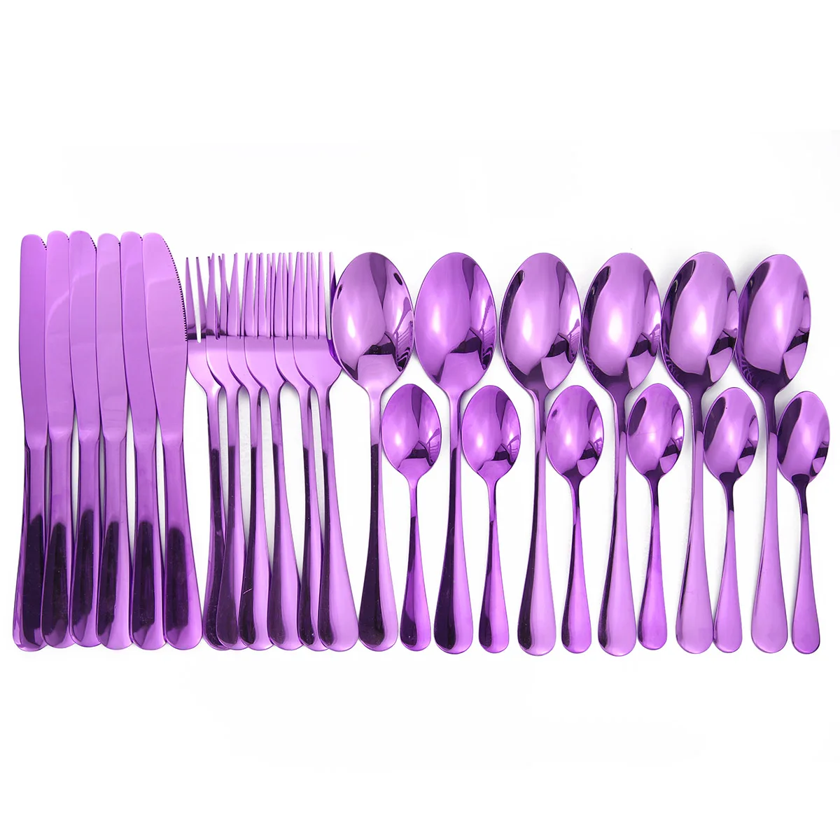 Purple Набор блестящих столовых приборов, 16 шт., свадебные столовые приборы, столовые приборы, набор столовых приборов для путешествий, медные румяные вилки, ножи, ложки, Прямая поставка - Цвет: Purple