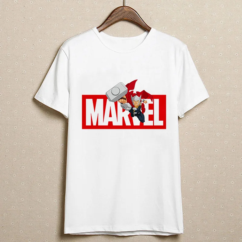 8 Модная женская футболка Marvel с коротким рукавом и принтом Harajuku, футболка с круглым вырезом и надписью, белые топы, женская одежда - Цвет: 8