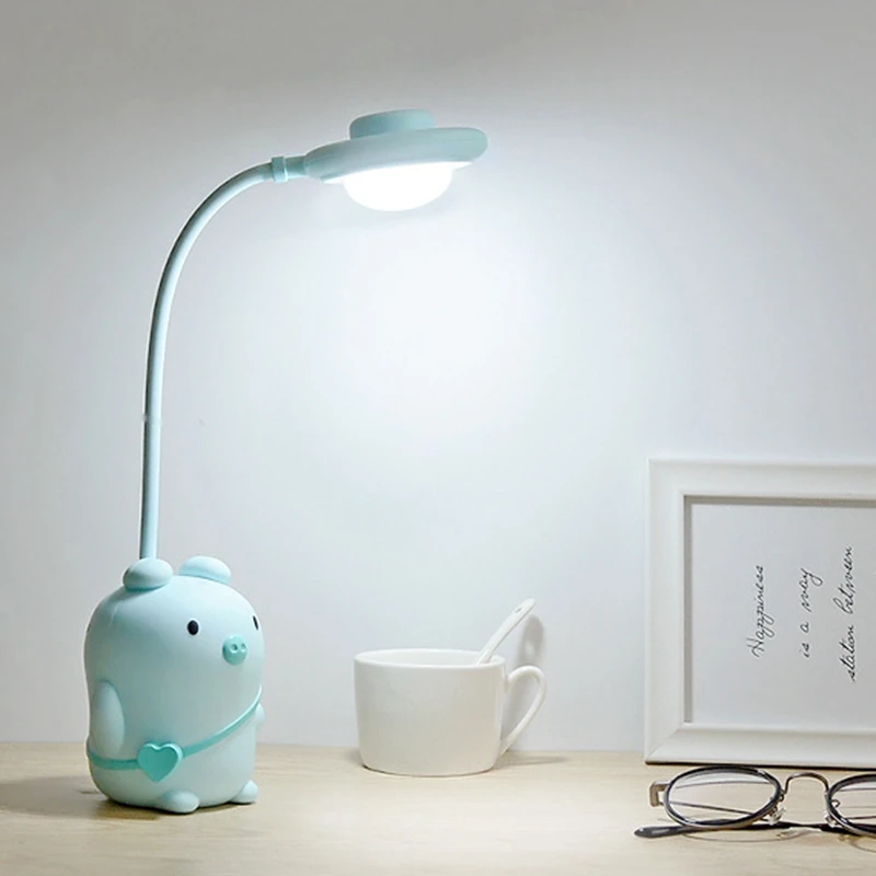 Cartoon Silicone Pig Press Sensor LED Night Light for Children Baby Kids 3 Modes Eye Protection USB LED Night Lamp