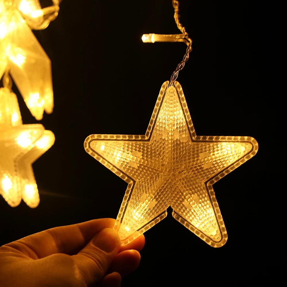 16 Светодиодный светильник-гирлянда со звездами и занавесками, Рождественский Сказочный светильник, светодиодный светильник, гирлянда для свадьбы, дома, вечерние, на день рождения, украшение