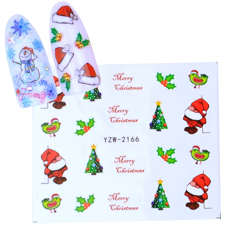 1 лист 3D наклейки для ногтей Санта Клаус Наклейки для Ногтей s Рождество слайдер украшения Маникюр переводные наклейки