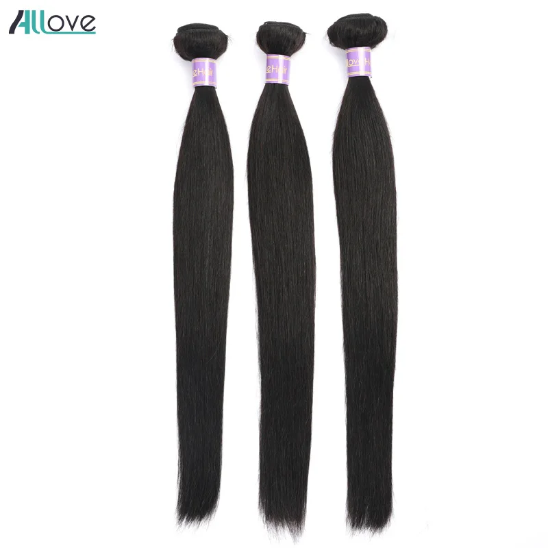 Allove индийские пучки прямых и волнистых волос человеческие волосы пряди 8-28 дюймов натуральный цвет не Реми волосы машина двойной уток
