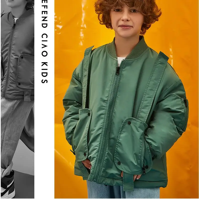 Модная куртка для мальчиков в Корейском стиле теплое пуховое пальто детская зимняя одежда с вышитыми буквами детские спортивные пуховики