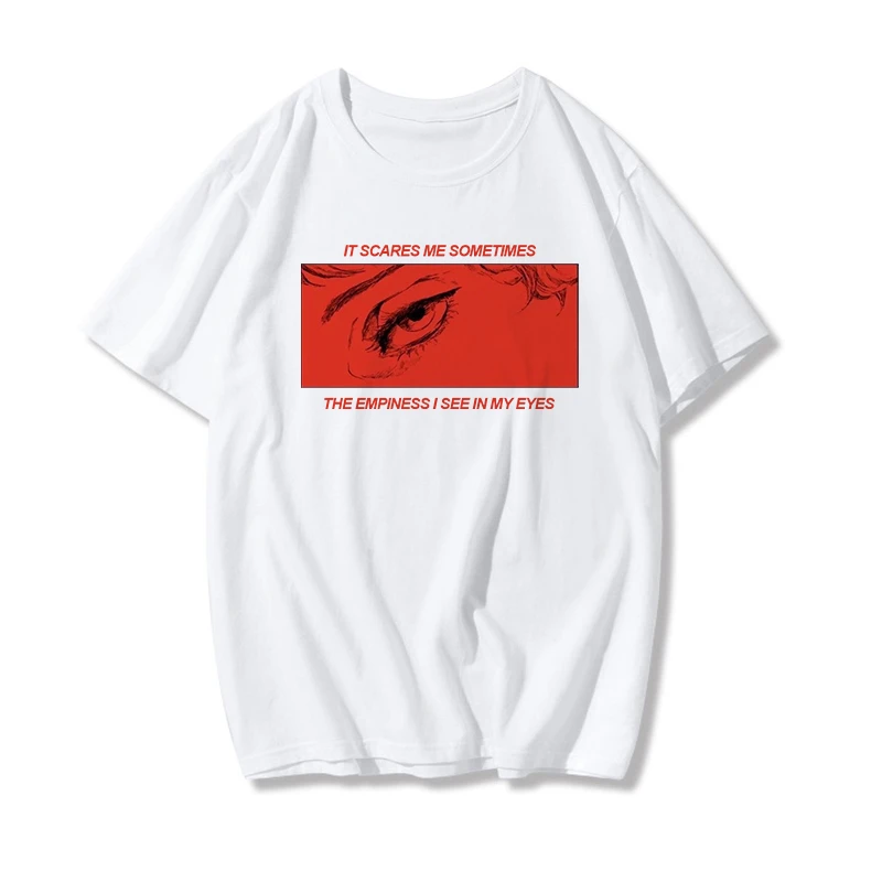 

The Emptiness In My Eyes Women Tshirt Korean Style Tumblr Gothic Harajuku Cotton Short Sleeve Plus Size Tee Shirt Femme Clothes
