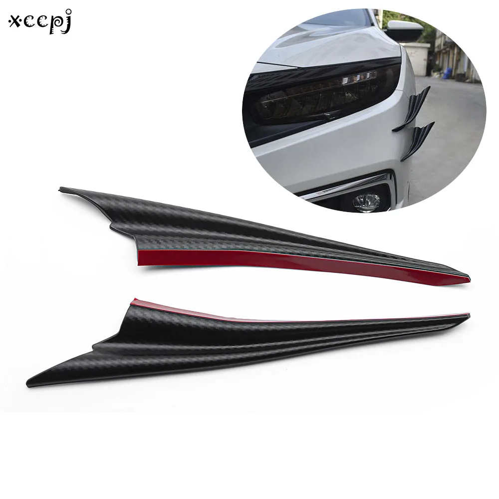 

XCCPJ Universal 1Pair ABS Car Body Bumper Wind Knife Car Front Fog Lamp Eyebrow Wind Knife Cover Trim Car Accessories