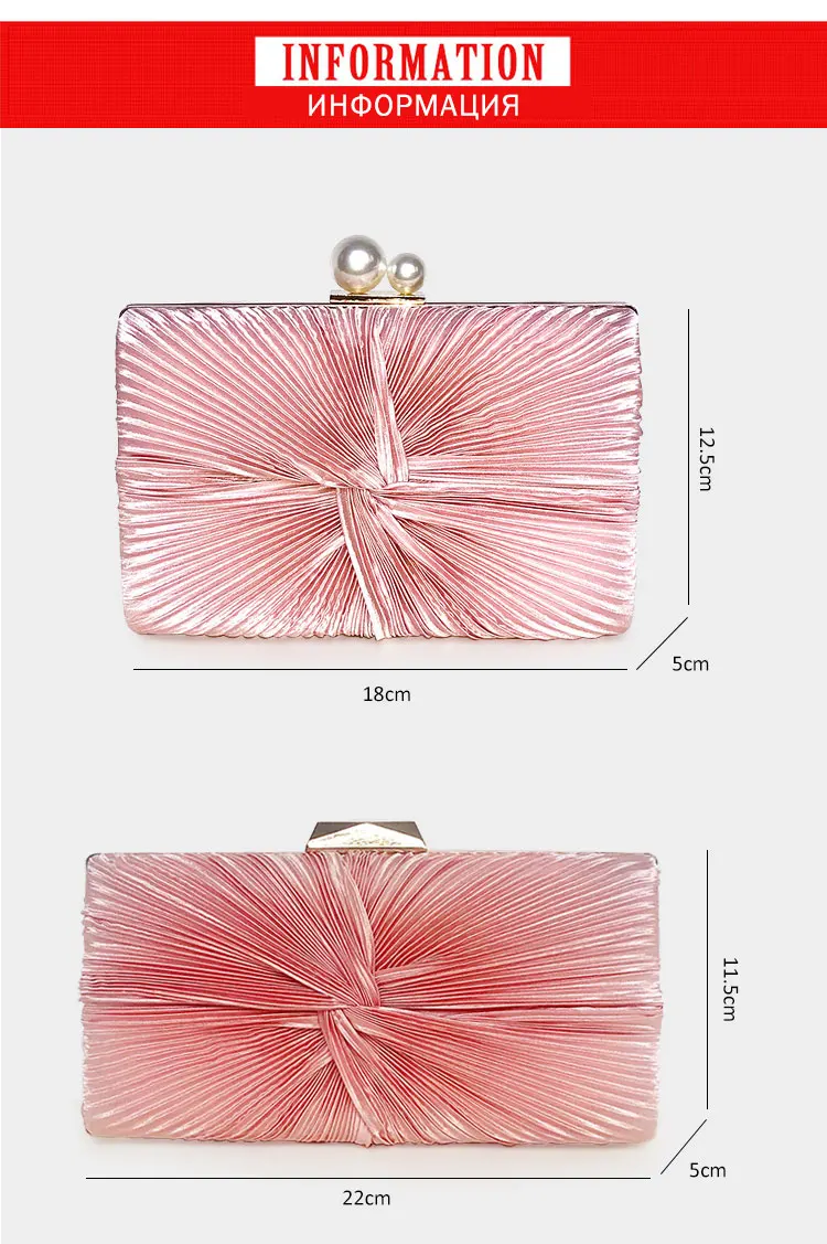 Women Pink Clutch Purse Fashion Fold Evening Bag Elegant Lady Chain Shoulder Bag For Party Banquet ZD1389