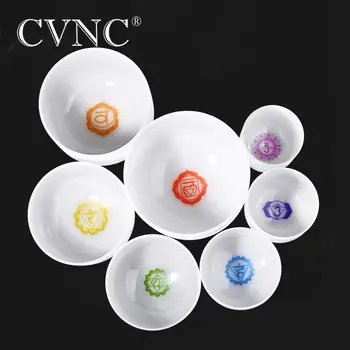 

CVNC 6-12 Inch 7 Chakra Frosted Quartz Crystal Singing Bowl CDEFGAB Set