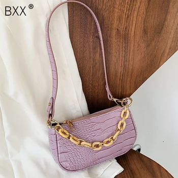 

[BXX] PU Leather Crocodile Pattern Crossbody Bags For Women 2020 Simple Shoulder Handbags Female Travel Lady Fashion Bag HM393