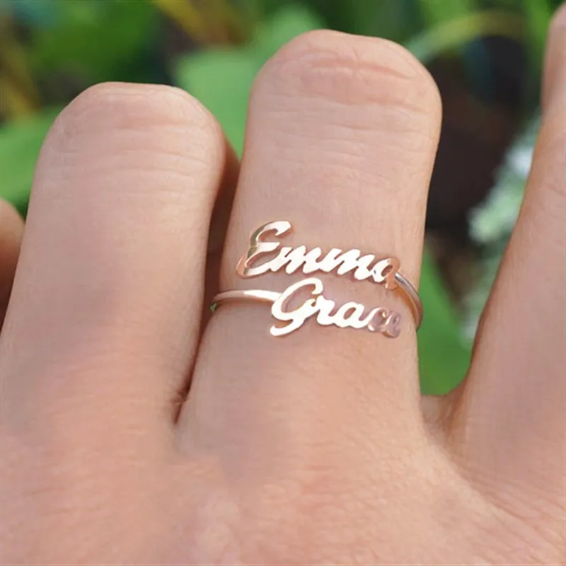 

Free Size Custom Ring,Personalized Name Ring With Heart,Adjustable Size Stainless Steel Unique Jewelry Wedding Rings girl Gift