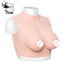 CYOMI New Style High Quality Silicone Material Flat Collar silicone gel fake boobs for Crossdresser Transgender Drag Queen CDF