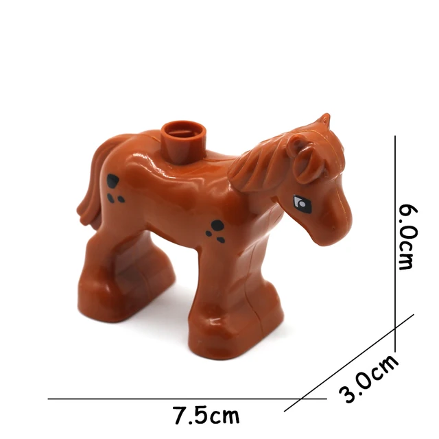 Big Size Building Blocks Animal Accessories Farm Figures Pig Rabbit Chicken Duck Dog Cat Bird horse Cow Sheep DIY Toys Gifts Brown Pony