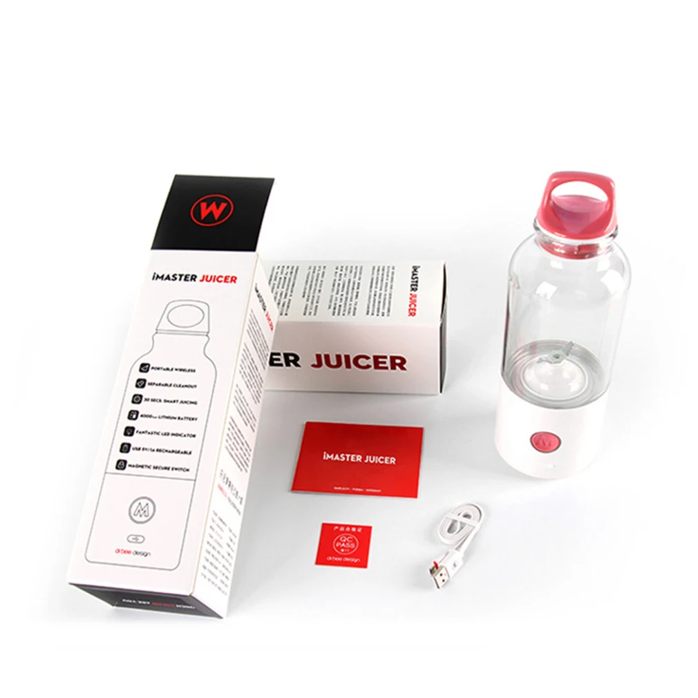 Портативный размер, второе поколение, электрическая соковыжималка для фруктов и овощей, беспроводной светодиодный индикатор, перезаряжаемая соковыжималка для соков, чашка