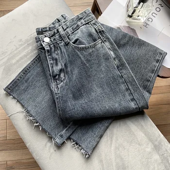 

Straight Jeans Woman 2020 Spring New Pants Mouth Brushed Washing Wide-Leg Jeans High-waisted Versatile Casual Jeans Women