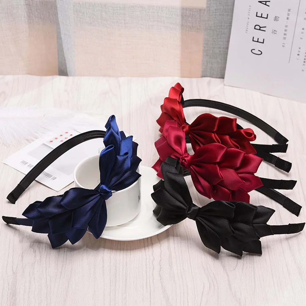 Solid Color Headband for Women Korean Soft Velvet Knotted Hairband Handmade Bowknot Hair Hoop Girls Hair Accessories