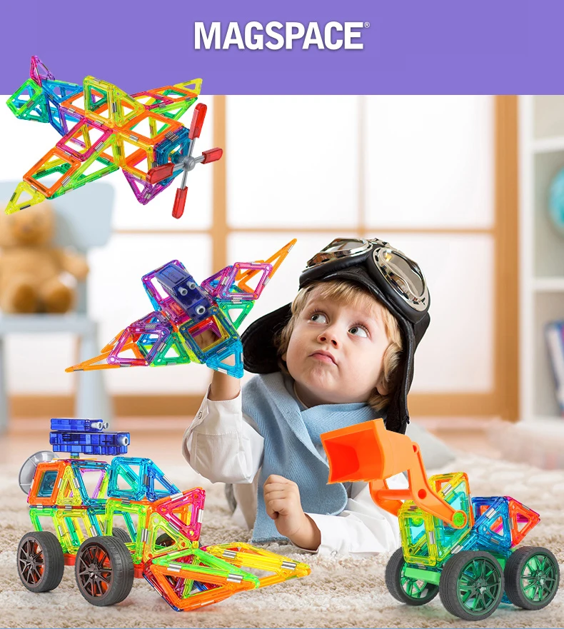 Магнитный конструктор MAGSPACE большого размера, набор для строительства, модель и строительные игрушки, магнитные блоки, развивающие игрушки для детей