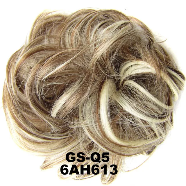 Jeedou Messy Chignon Donut Hair Bun Pad Elastic Hair Rope Rubber Band Synthetic Hairpiece Gary Brown Color 6AH613
