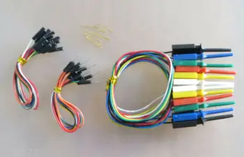 

6 pcs mini grabber SMD IC test clip jumper w 200mm F/F , M/M wires & pin combo