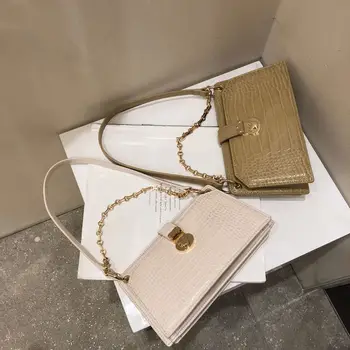 

Fashion suo kou bao shi tou wen Baguette Bags Female 2020 New Spring Chain Shoulder Shoulder Bag