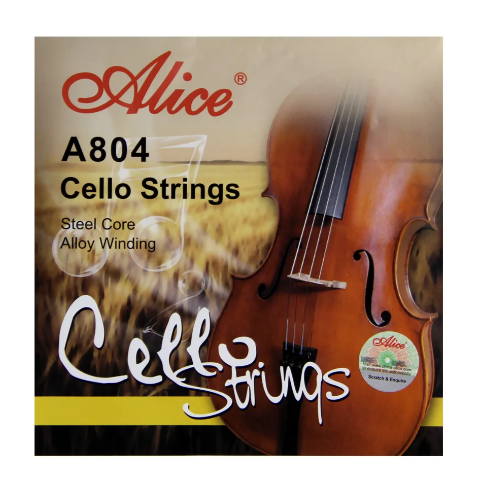Alice A804 Cello Strings Steel Core Aluminum Alloy Wound Nickel-Plated Ball-End, cello strings