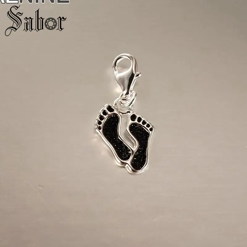 Модные серебряные отпечатки ног Diy подходят для браслетов и ожерелий